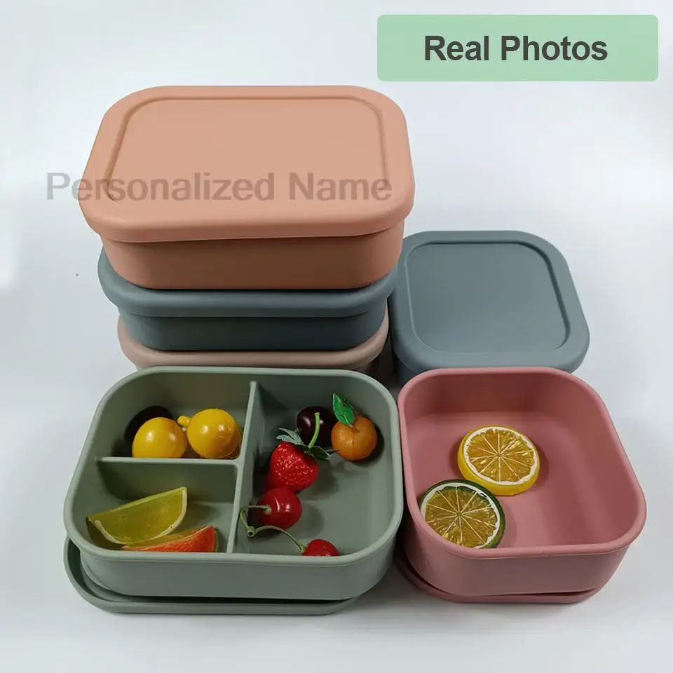Silicone Water Bottle Free Personalized Name Logo Lunch Bento Box Portable Camping Picnic Fishing Food Box And Water Bottle