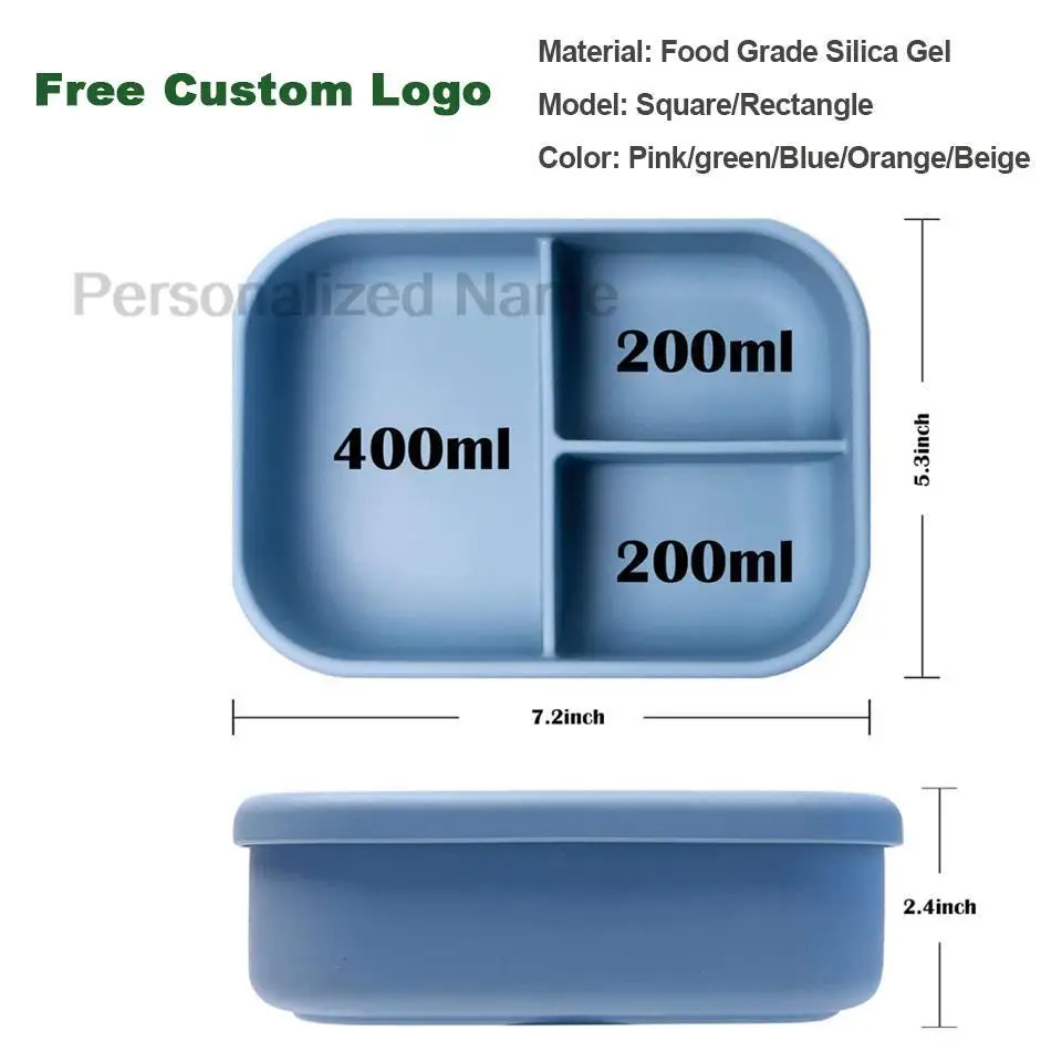Silicone Water Bottle Free Personalized Name Logo Lunch Bento Box Portable Camping Picnic Fishing Food Box And Water Bottle