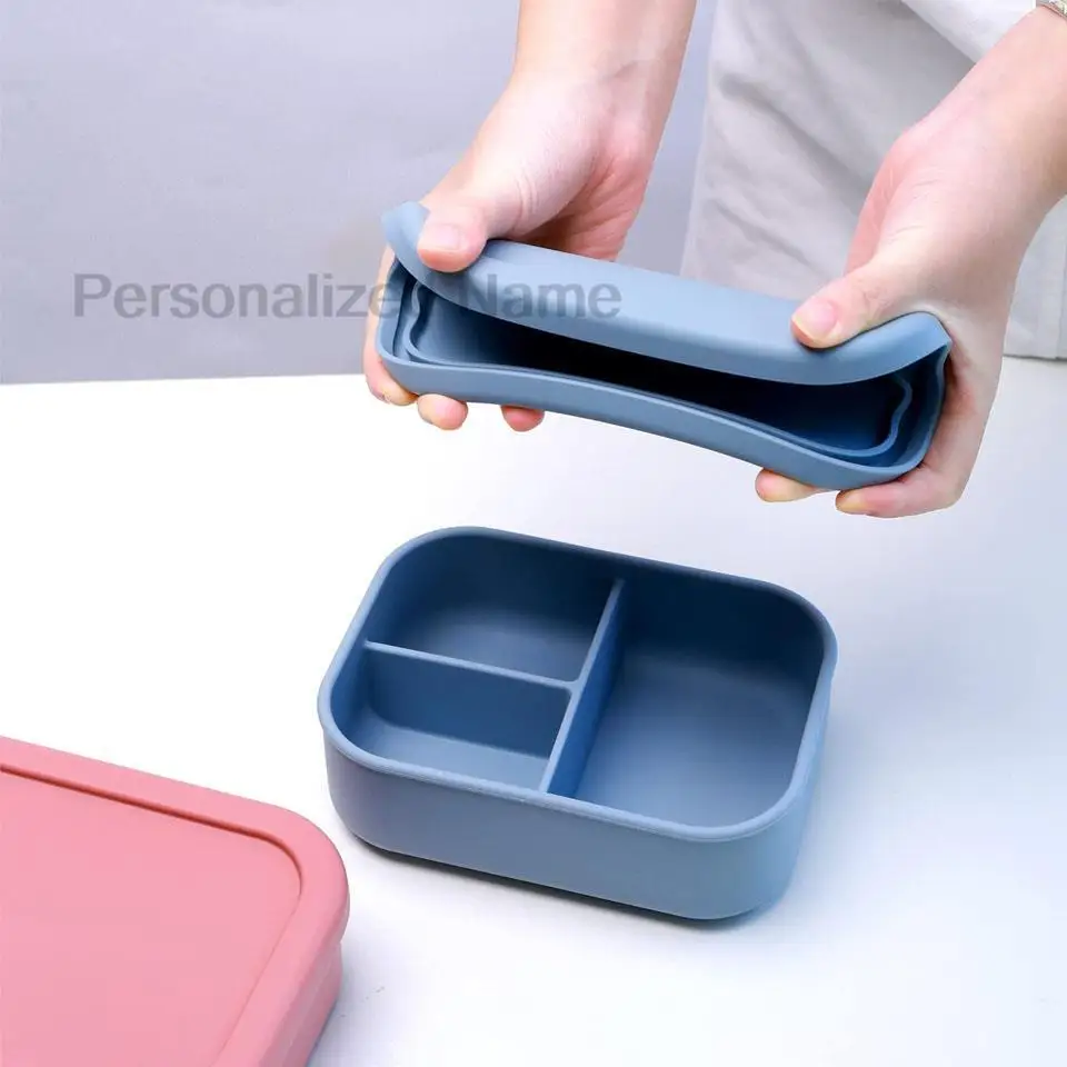 Silicone Water Bottle Free Personalized Name Logo Lunch Bento Box Portable Camping Picnic Fishing Food Box And Water Bottle