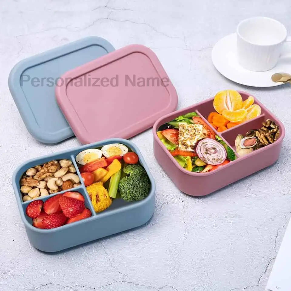 Silicone Water Bottle Free Personalized Name Logo Lunch Bento Box Portable Camping Picnic Fishing Food Box And Water Bottle