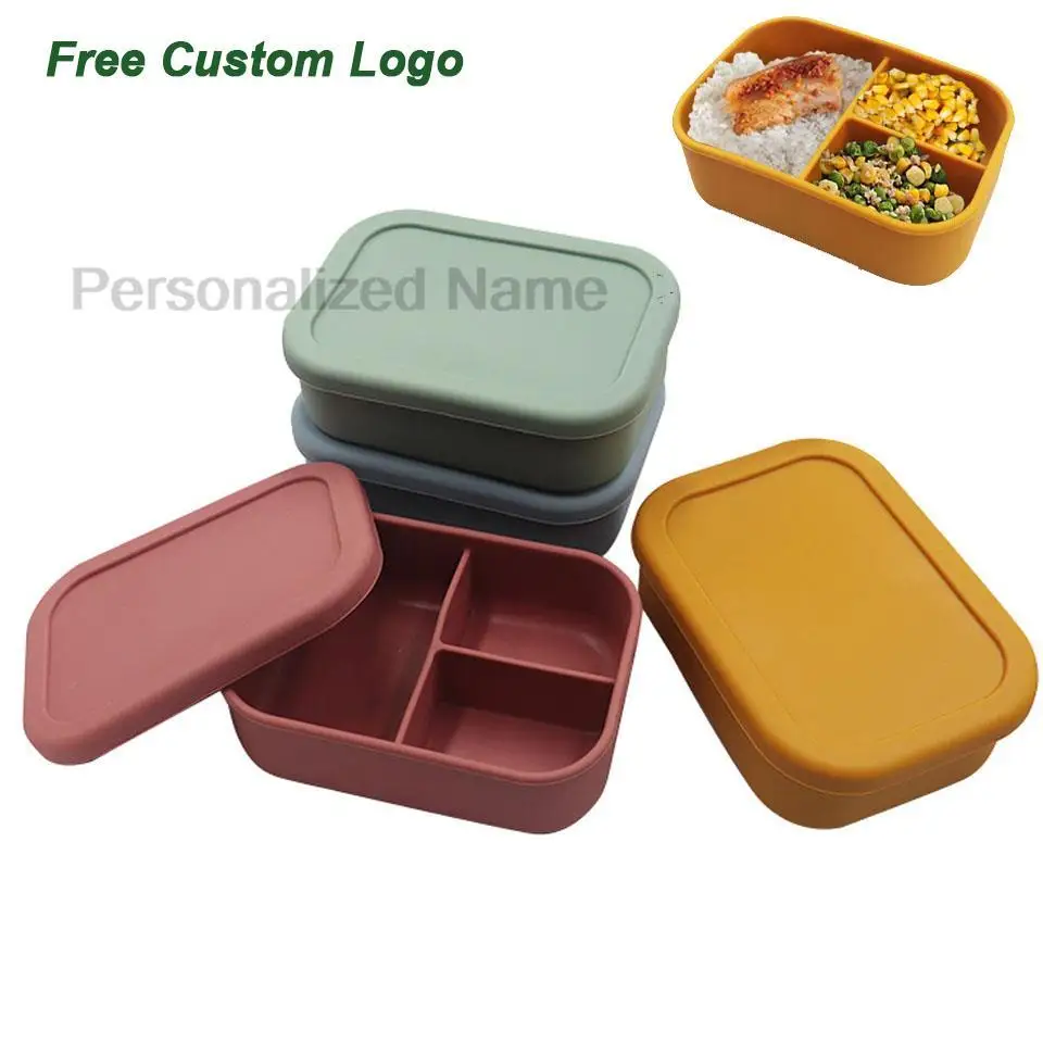 Silicone Water Bottle Free Personalized Name Logo Lunch Bento Box Portable Camping Picnic Fishing Food Box And Water Bottle
