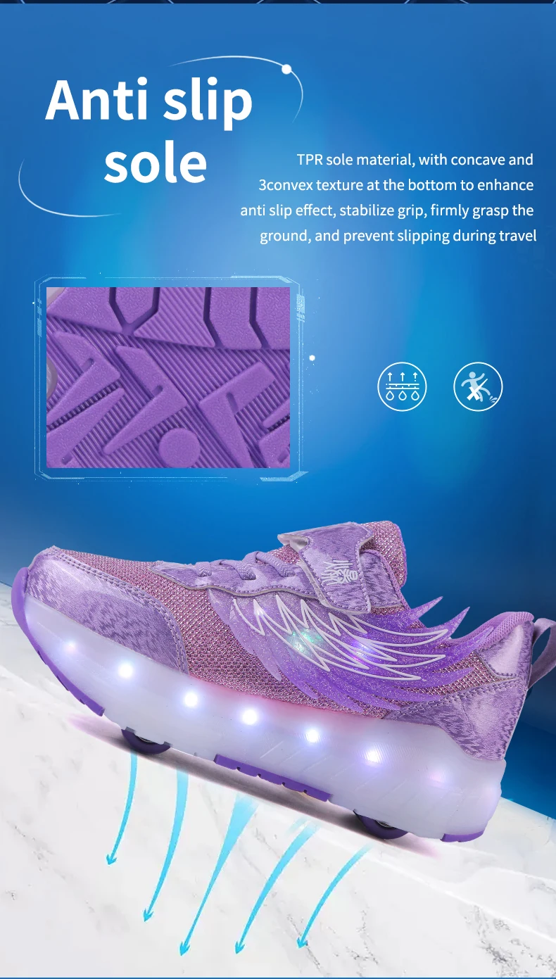Boys Girls Roller Shoes LED Light Up USB Charging Children Roller Skate Casual Skateboarding Shoes Sports Shoes Kids Sneakers