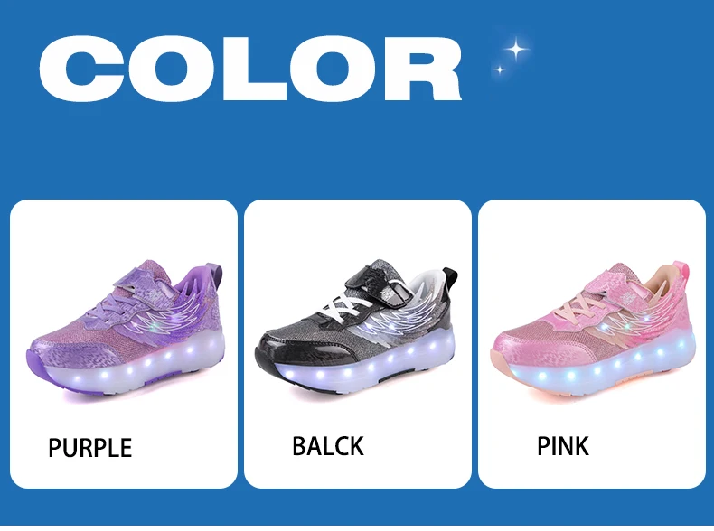Boys Girls Roller Shoes LED Light Up USB Charging Children Roller Skate Casual Skateboarding Shoes Sports Shoes Kids Sneakers