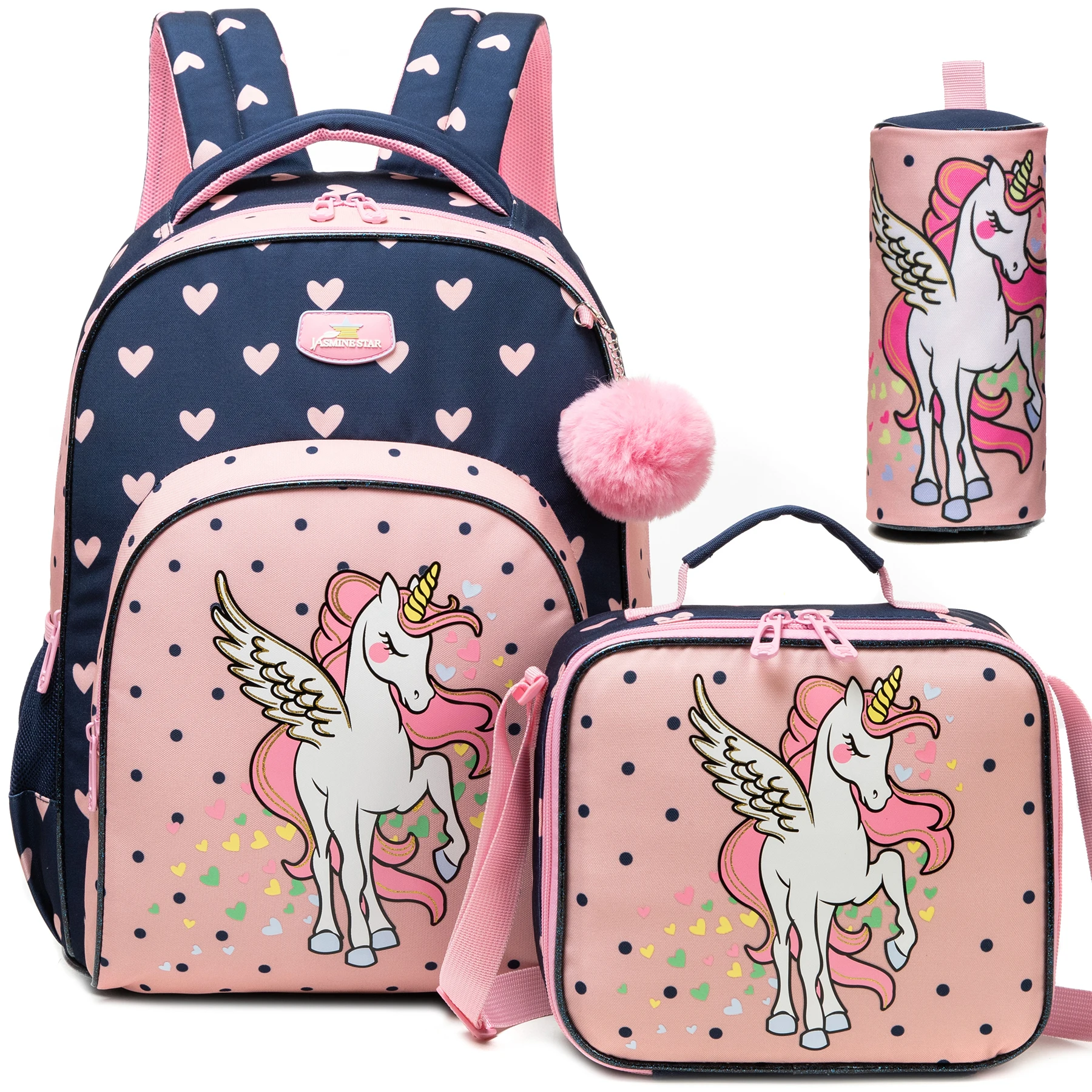 Backpack for Girls,Bookbag with Lunch Box Kids School Bag Set 3pcs Flower Girls Backpack Set School Daypack for Teens Girls