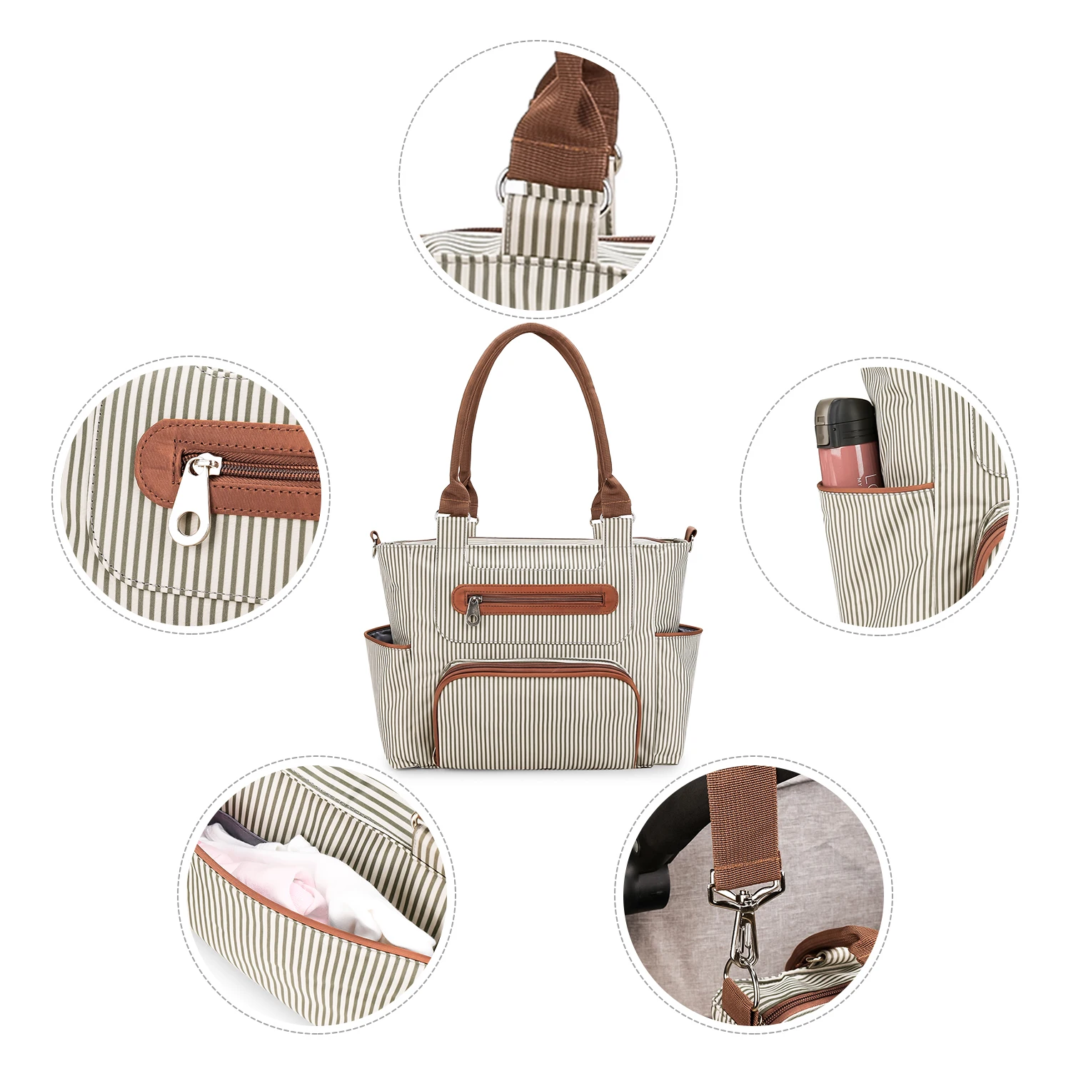 7pcs Nappy Changing Bag Set,Multifunction Mummy Tote Bag Baby Changing Bag Shoulder Handbag Travel Diaper Bag