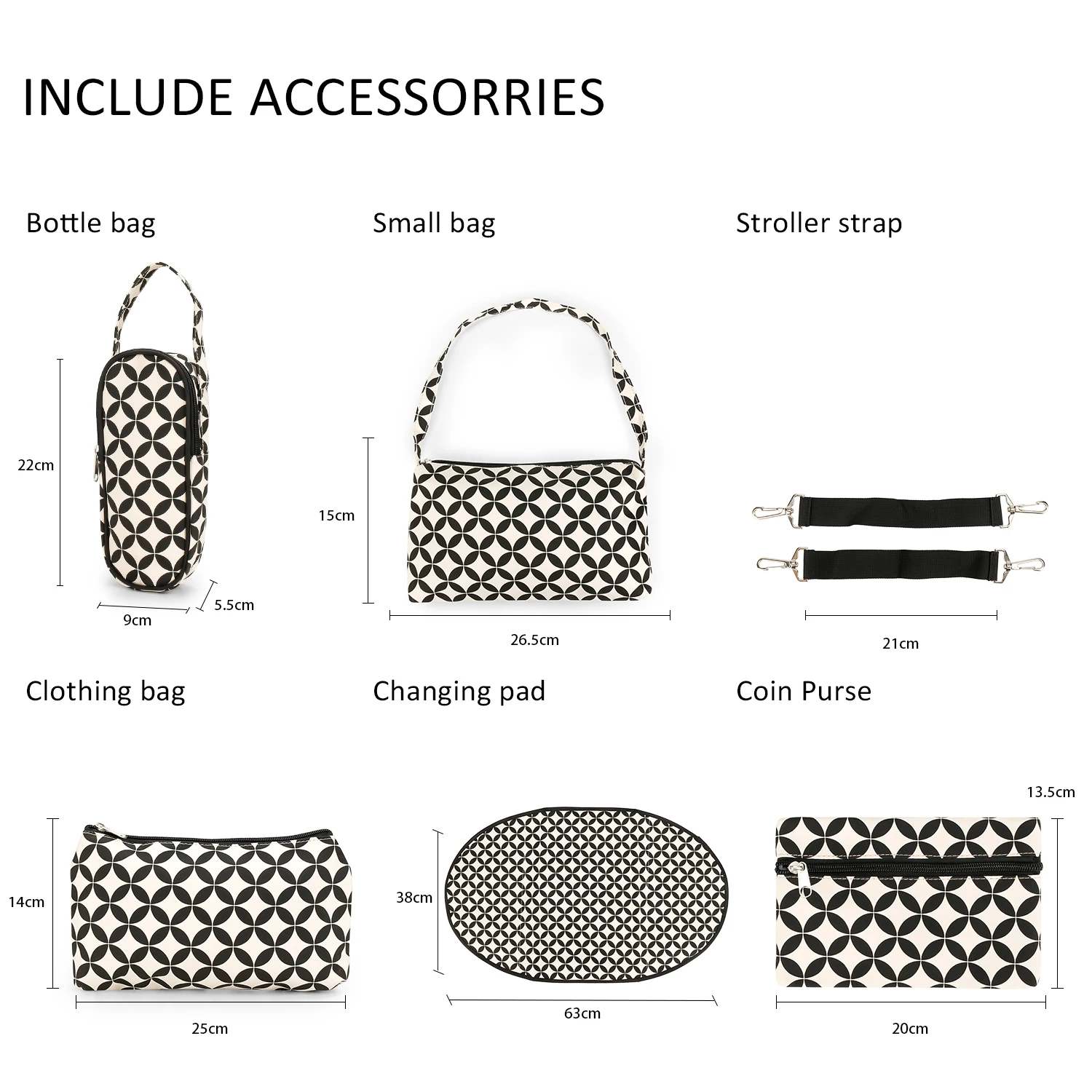 7pcs Nappy Changing Bag Set,Multifunction Mummy Tote Bag Baby Changing Bag Shoulder Handbag Travel Diaper Bag