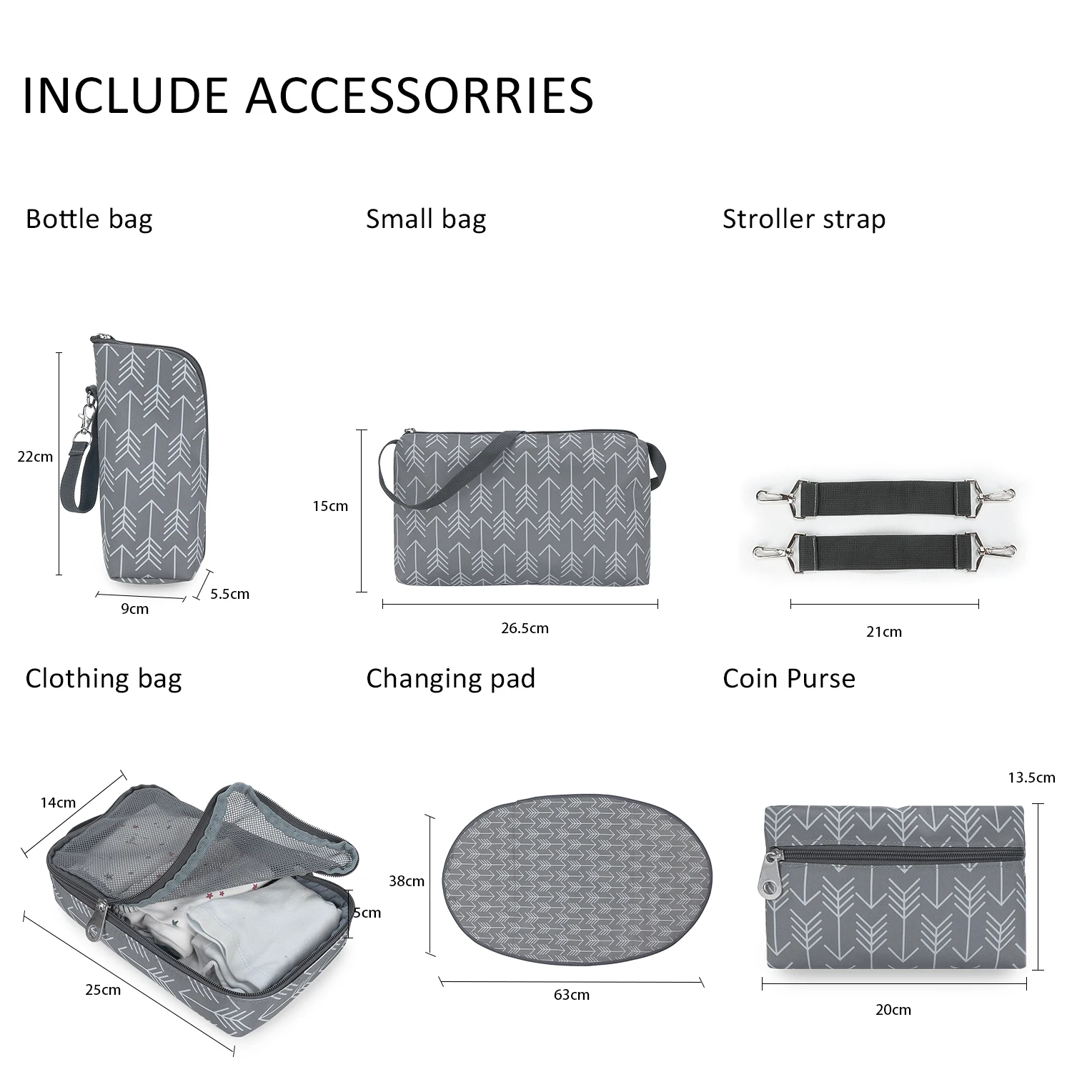 7pcs Nappy Changing Bag Set,Multifunction Mummy Tote Bag Baby Changing Bag Shoulder Handbag Travel Diaper Bag