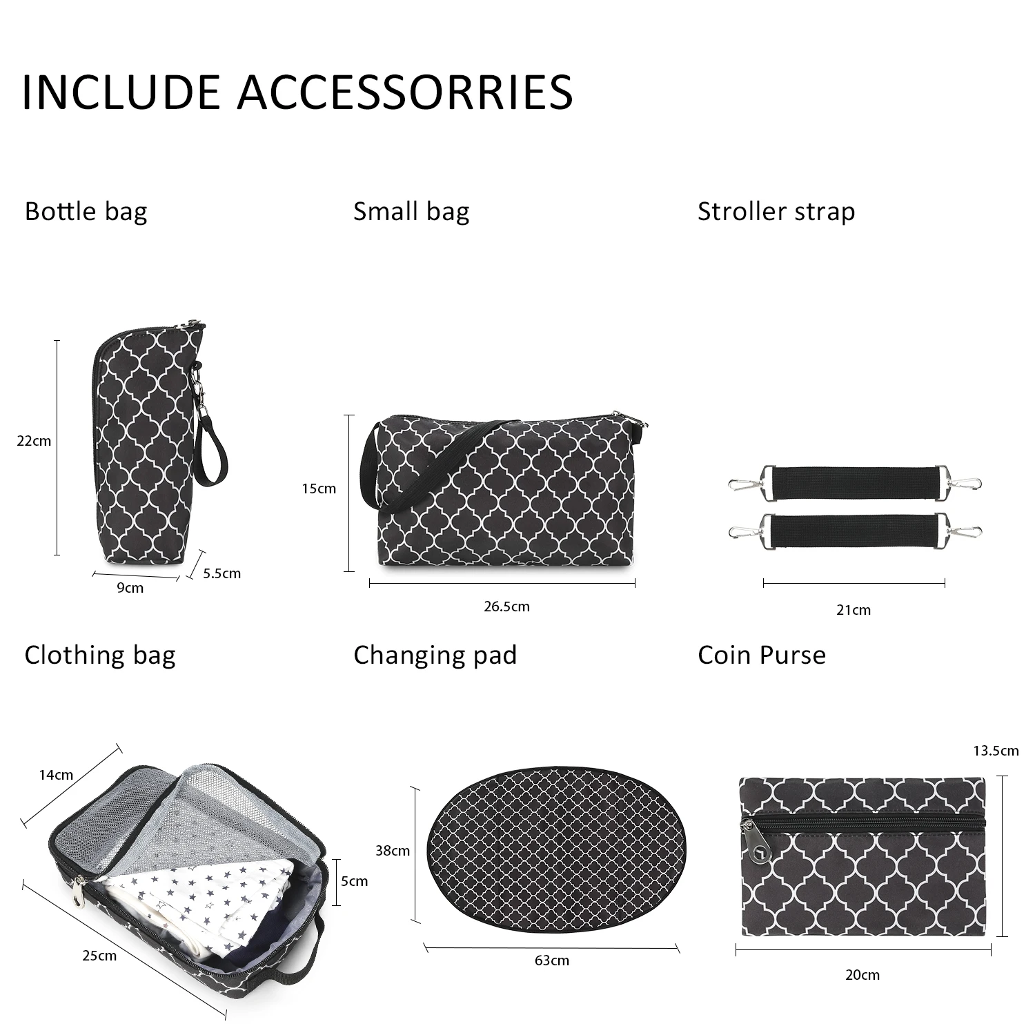 7pcs Nappy Changing Bag Set,Multifunction Mummy Tote Bag Baby Changing Bag Shoulder Handbag Travel Diaper Bag