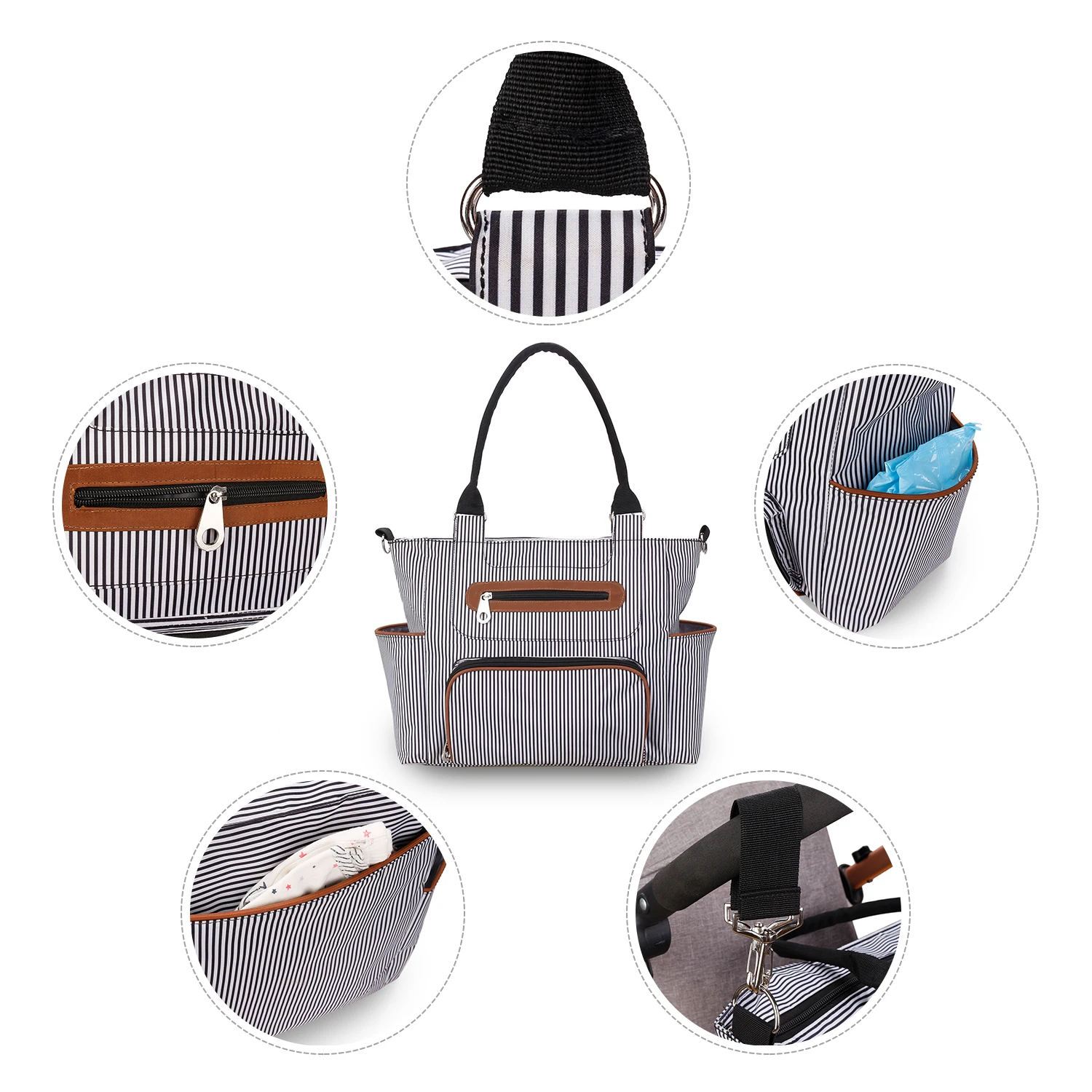 7pcs Nappy Changing Bag Set,Multifunction Mummy Tote Bag Baby Changing Bag Shoulder Handbag Travel Diaper Bag