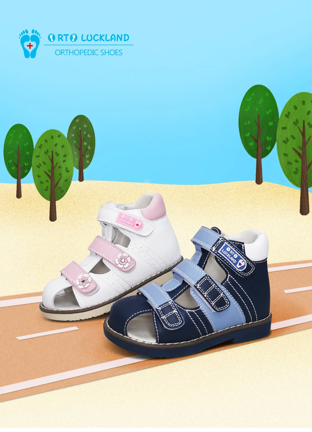 Toddler Baby Sandals Orthopedic Shoes For Kids Boys Girls Summer Tiptoe Microfiber Leather Clubfoot Footwear Size20-33
