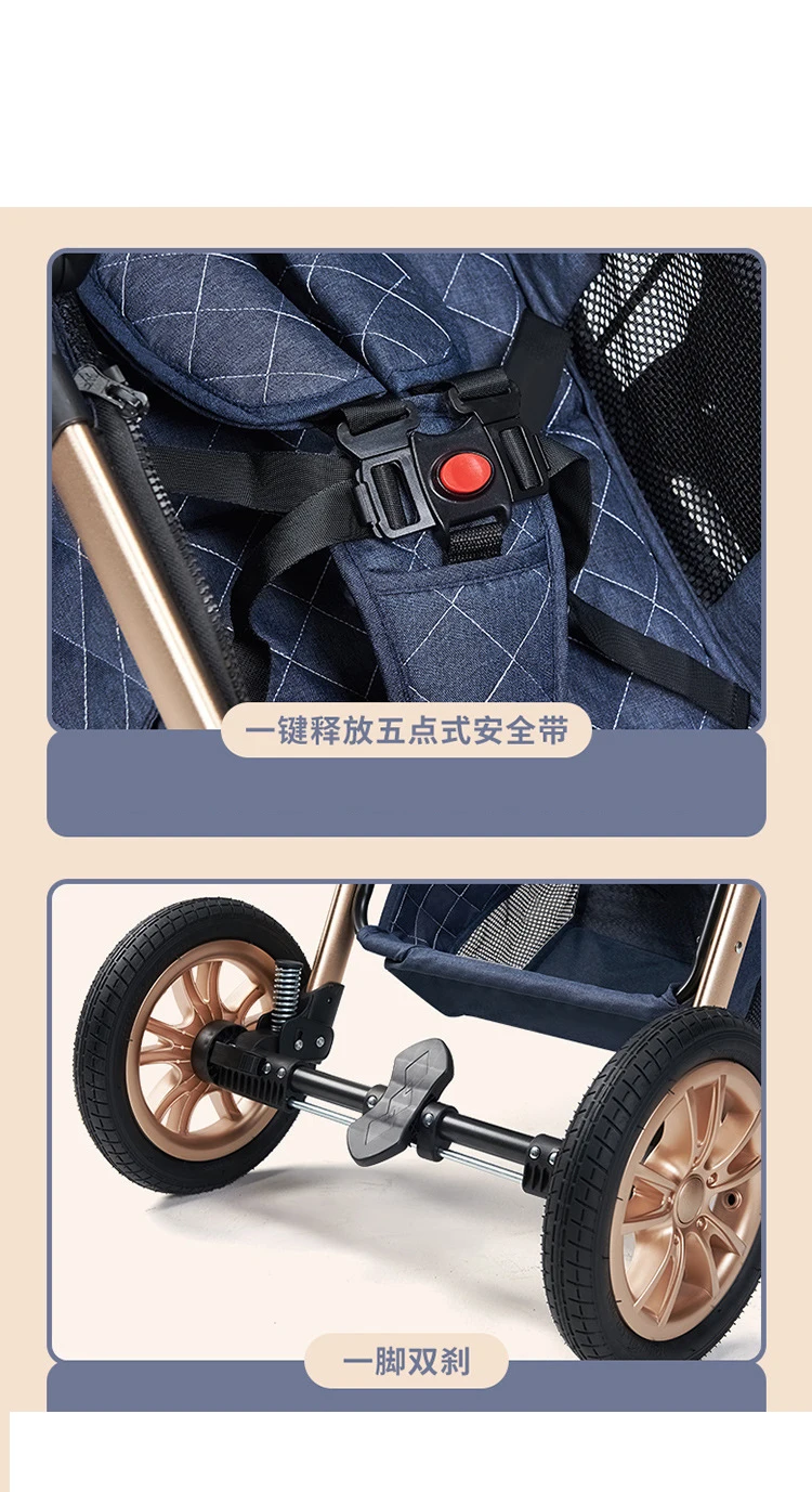 New 3 in 1 Baby Stroller High Landscape Carriage Light Newborn Pram Shock Proof Two Way 2 in 1 Kid Car Baby Comfort Cart 2025