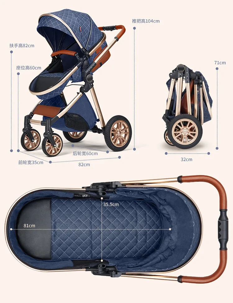 New 3 in 1 Baby Stroller High Landscape Carriage Light Newborn Pram Shock Proof Two Way 2 in 1 Kid Car Baby Comfort Cart 2025
