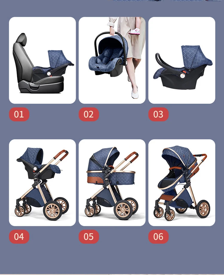 New 3 in 1 Baby Stroller High Landscape Carriage Light Newborn Pram Shock Proof Two Way 2 in 1 Kid Car Baby Comfort Cart 2025