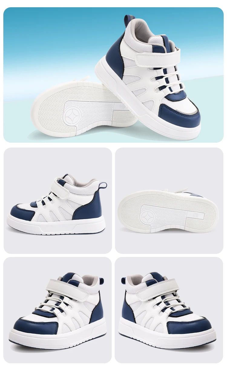 Princepard Kid Sneakers with Ankle Support Pink Blue Orthopedic Casual Shoes Boys Girls with Corrective Insole for Flat Feet