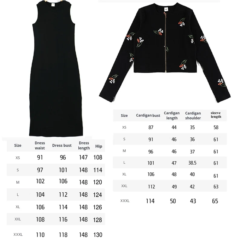 XS-XXXL Women's Cardiga Outfit Casual Bodycon Ribbed Tank Maxi Dress Slim Fit Long Dresses Zip Elegant Sweatshirt Dress Sets New
