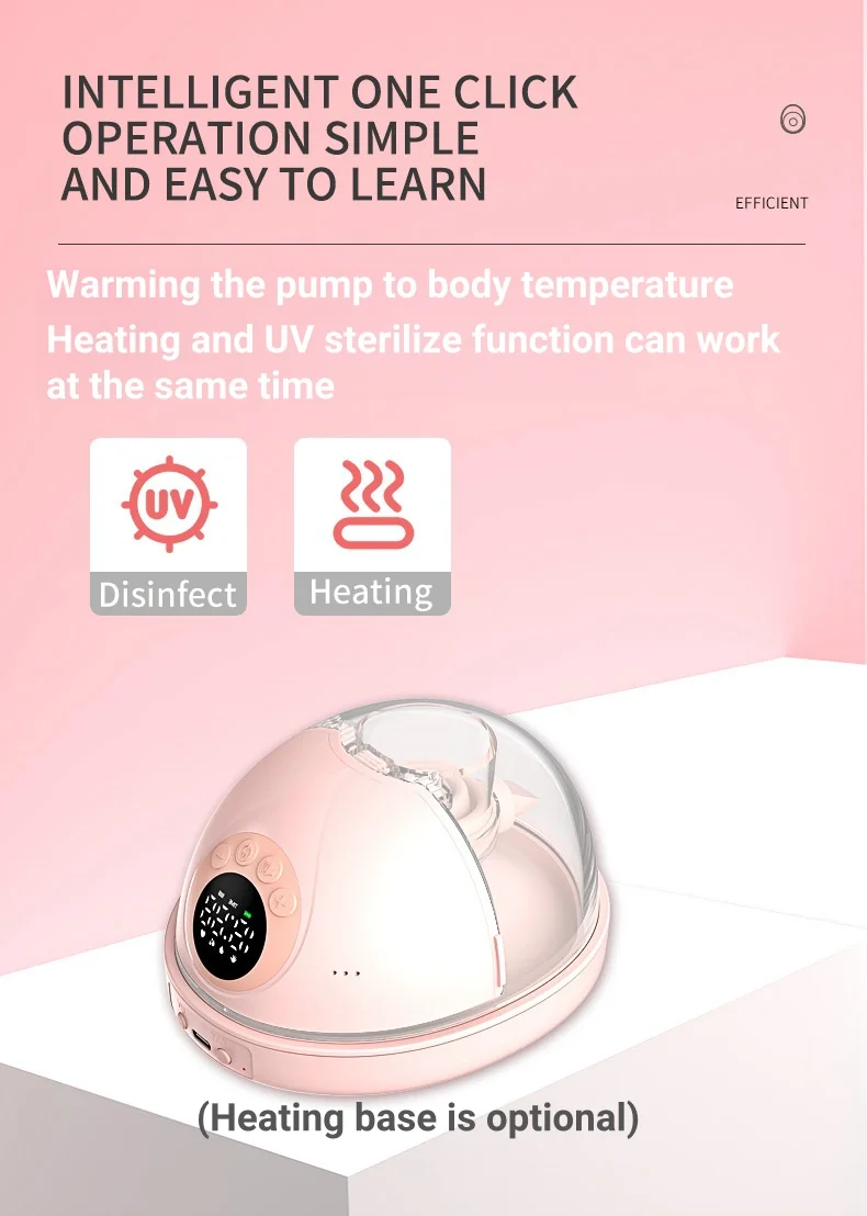 Upgrade Electric Breast Pump Handsfree With UV Sterilize & Heating Base BPAFree Silent Invisible Portable Double Breastmilk Pump