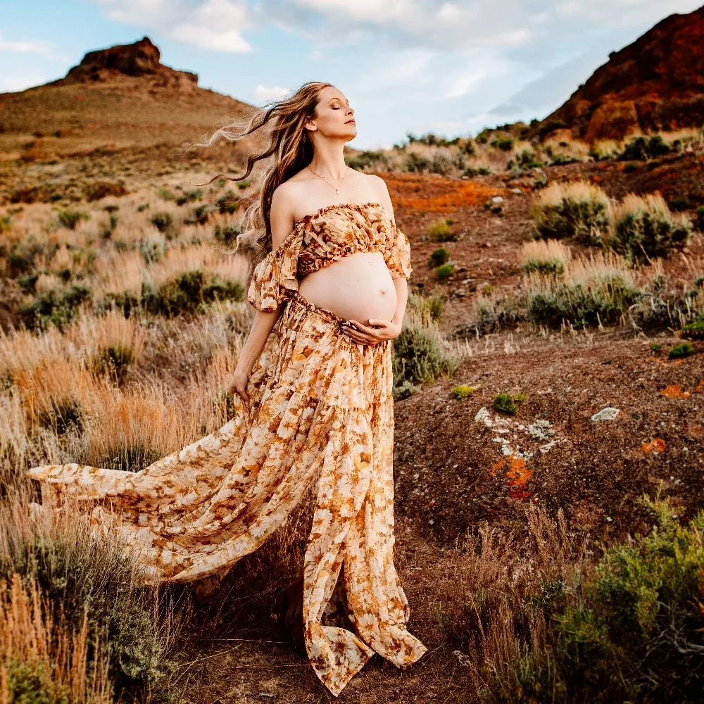Maternity Dresses Rose Chiffon Sexy One Shoulder Elastic Short Top Dress Photo Shoot Pregnant Photography Dress For Women