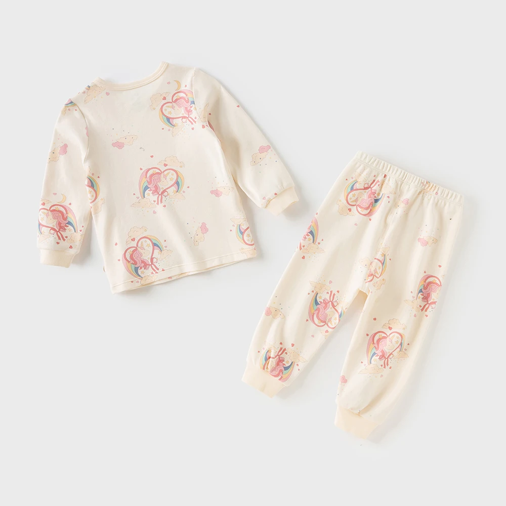 Dave Bella Children Girls Baby Cotton Pajamas Set Autumn Winter Fashion Casual Sweet Cute Comfortable Two-Piece Set DB4254151