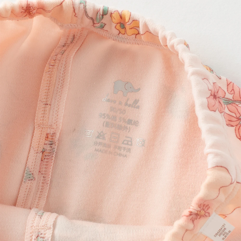 Dave Bella Children Girls Baby Cotton Pajamas Set Autumn Winter Fashion Casual Sweet Cute Comfortable Two-Piece Set DB4254151