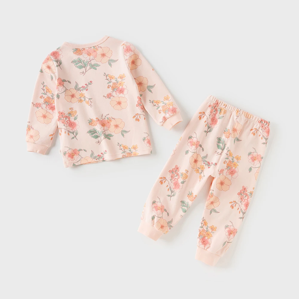 Dave Bella Children Girls Baby Cotton Pajamas Set Autumn Winter Fashion Casual Sweet Cute Comfortable Two-Piece Set DB4254151