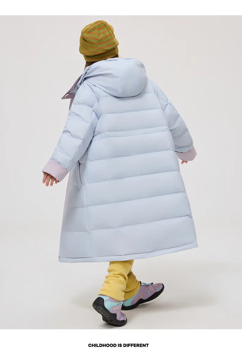 Korean 2026 Winter Junior Girls Mid-length Coat Hooded 4-14Y Kids Girls Padded Trench Coat Solid Thick Teens Girls Ski Jackets