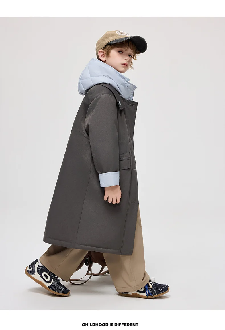 Korean 2026 Winter Junior Girls Mid-length Coat Hooded 4-14Y Kids Girls Padded Trench Coat Solid Thick Teens Girls Ski Jackets