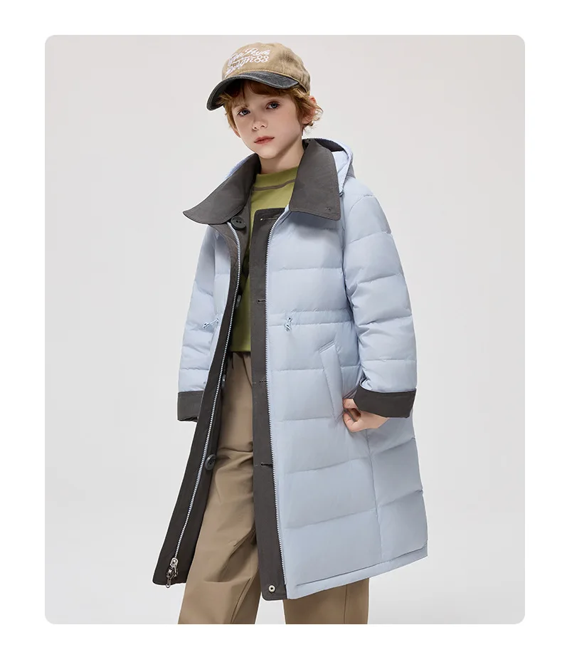 Korean 2026 Winter Junior Girls Mid-length Coat Hooded 4-14Y Kids Girls Padded Trench Coat Solid Thick Teens Girls Ski Jackets