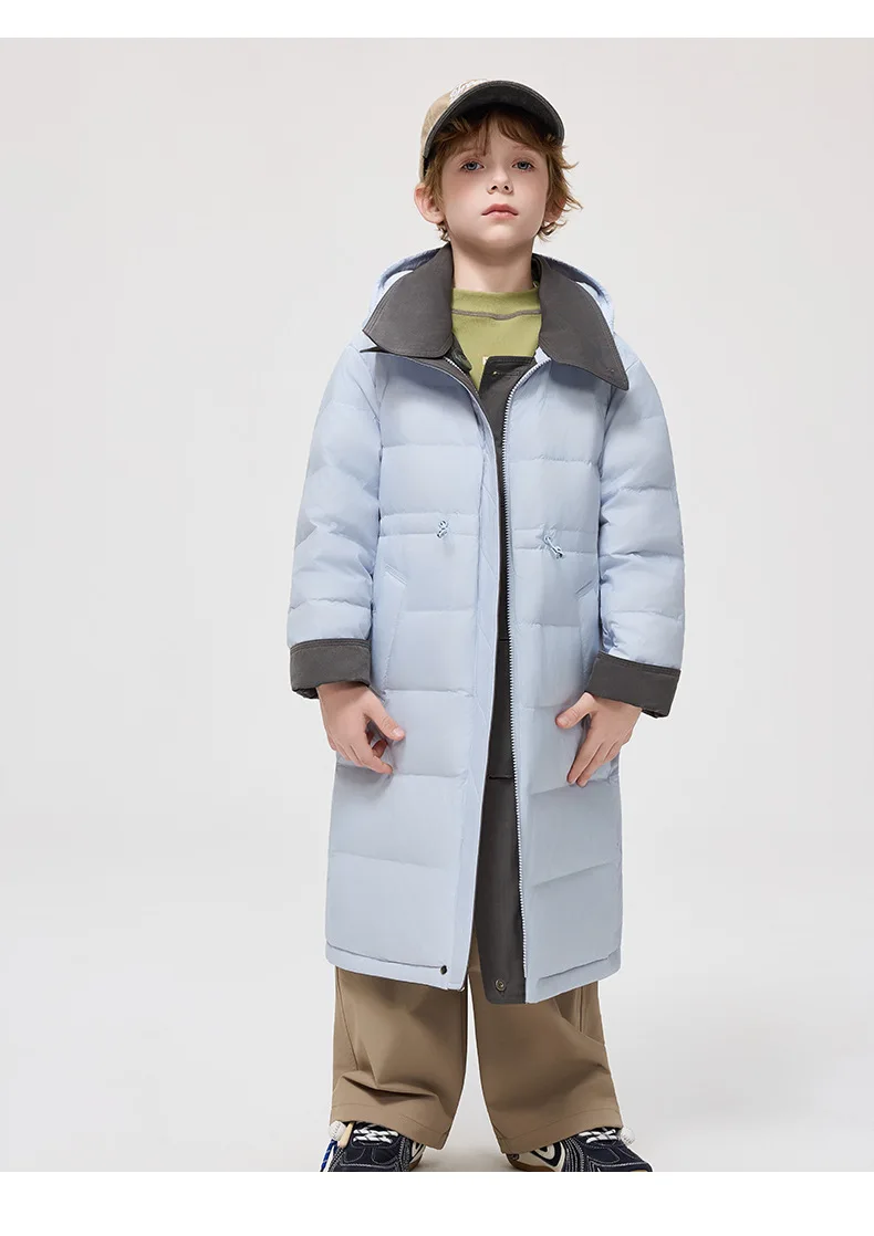 Korean 2026 Winter Junior Girls Mid-length Coat Hooded 4-14Y Kids Girls Padded Trench Coat Solid Thick Teens Girls Ski Jackets