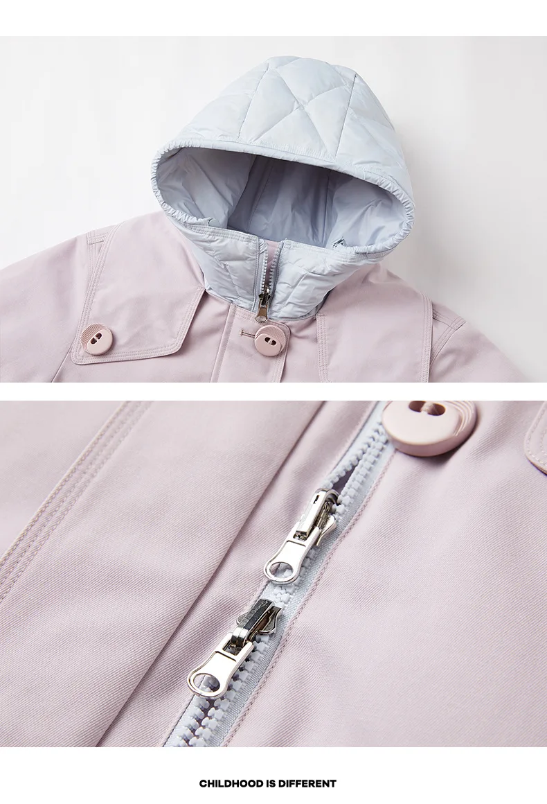 Korean 2026 Winter Junior Girls Mid-length Coat Hooded 4-14Y Kids Girls Padded Trench Coat Solid Thick Teens Girls Ski Jackets