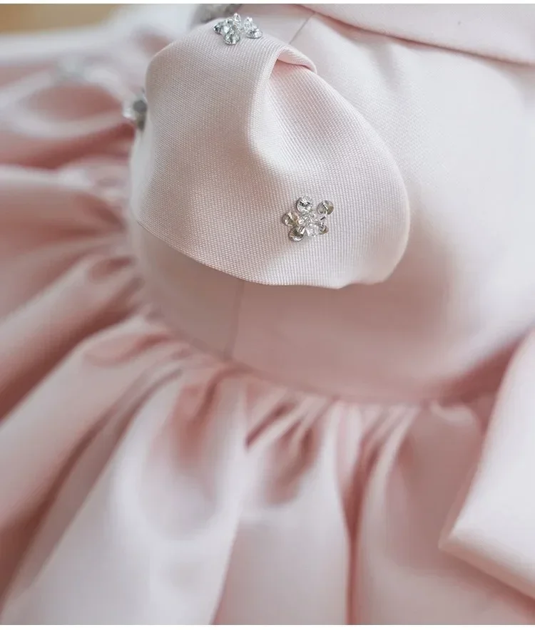 Birthday Party Pink Dresses For Baby Children Infant Clothes Gown Matching Girls Princess Toddler Baptism VestidosBig Bow Ball