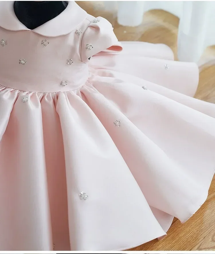 Birthday Party Pink Dresses For Baby Children Infant Clothes Gown Matching Girls Princess Toddler Baptism VestidosBig Bow Ball