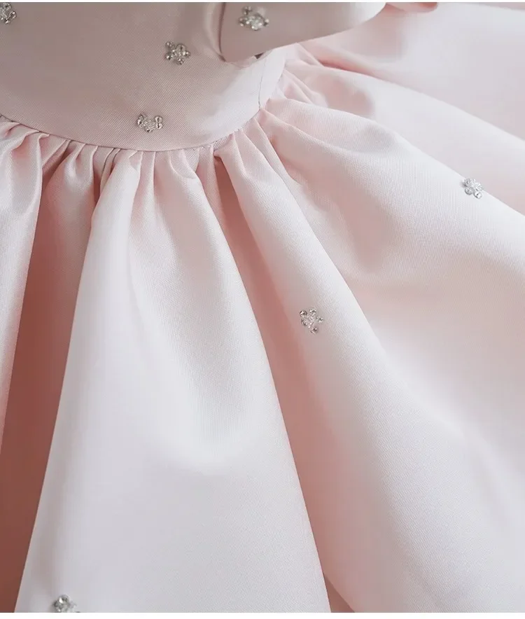 Birthday Party Pink Dresses For Baby Children Infant Clothes Gown Matching Girls Princess Toddler Baptism VestidosBig Bow Ball