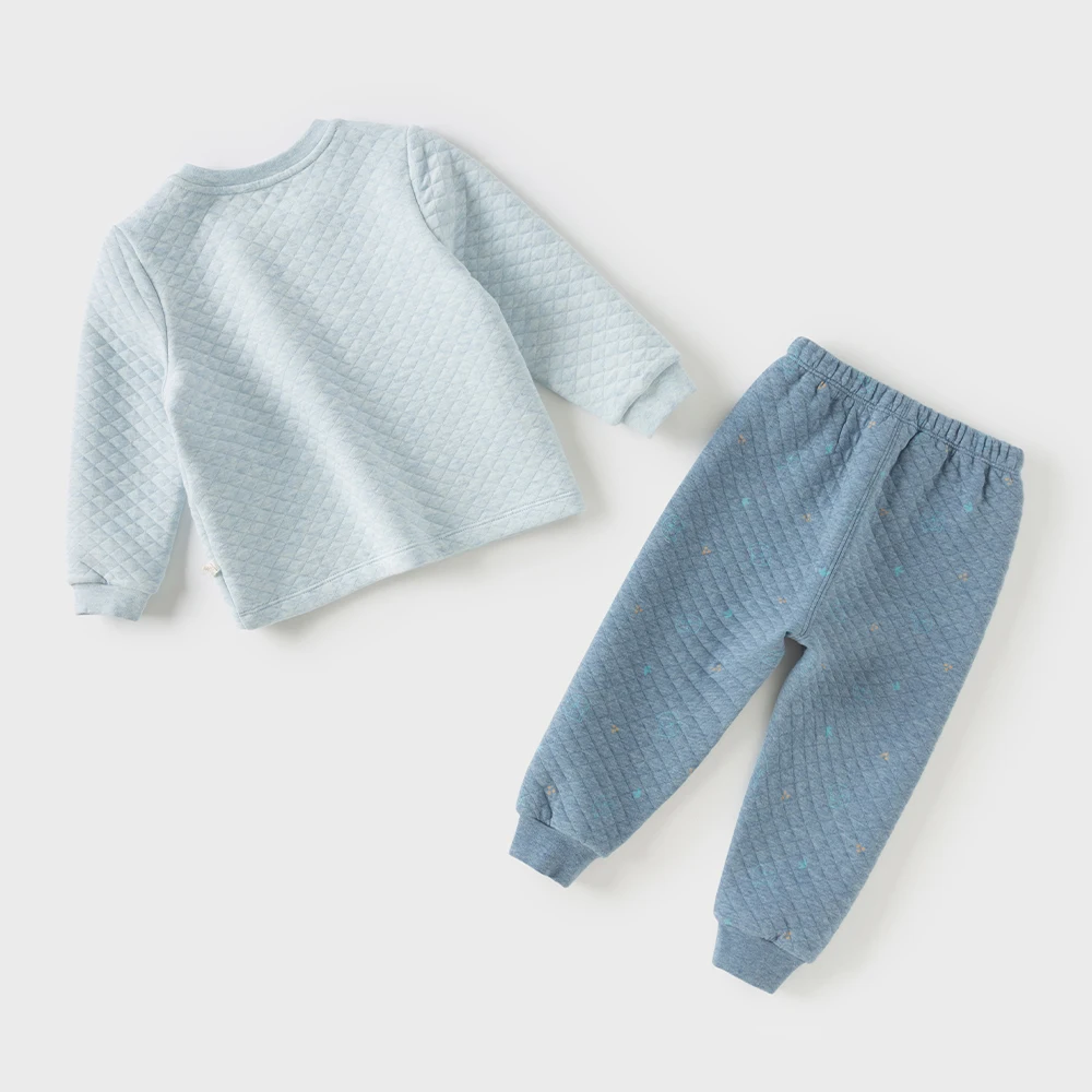Dave Bella Children's Home Wear Set Winter Girls' Boys' Autumn Clothes Long Pants with Cotton Clip Two Piece Set DB4253856