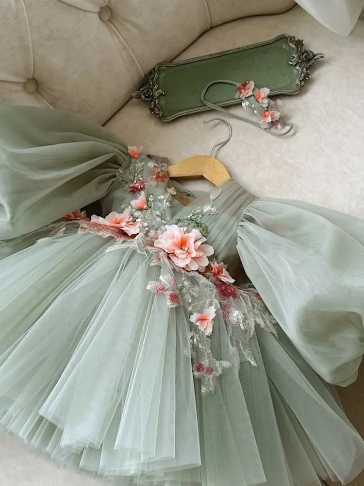 Girls Clearance Clothes 2025 New Host's Piano Performance Birthday Party Girls Dresses A4907 Kids Graduation Dress