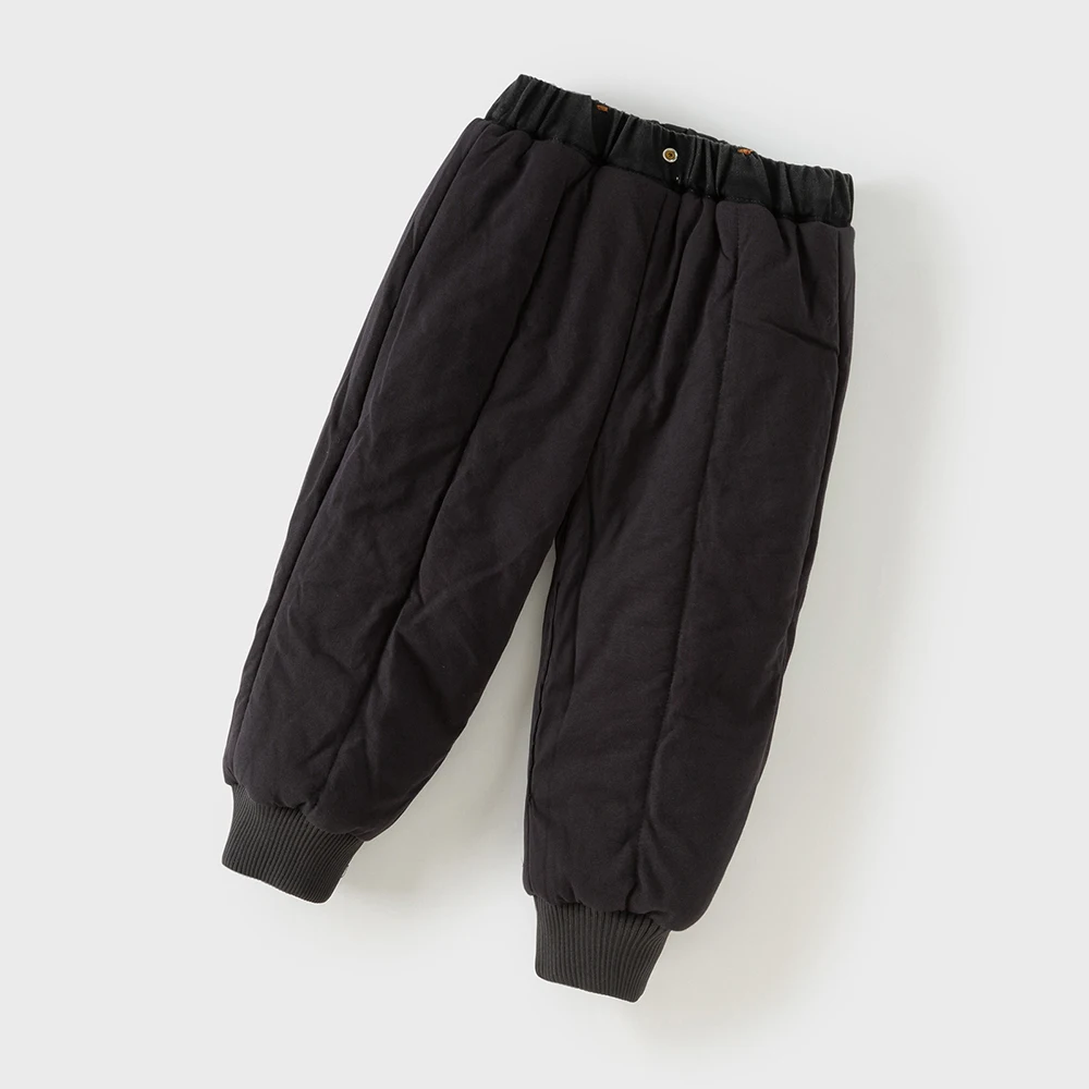 Dave Bella Children's Charcoal Black Pants Winter Boys' Thick Warm Soft Cotton Pants Baby Jeans Leg Tights Outerwear DB4254484