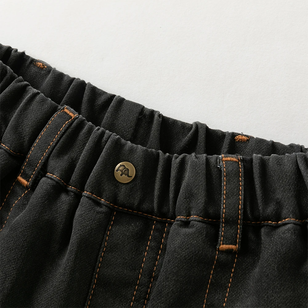 Dave Bella Children's Charcoal Black Pants Winter Boys' Thick Warm Soft Cotton Pants Baby Jeans Leg Tights Outerwear DB4254484