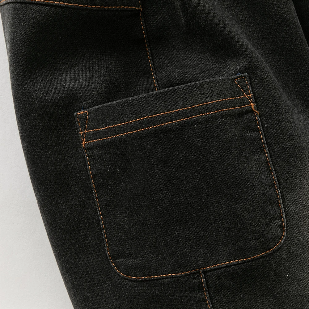 Dave Bella Children's Charcoal Black Pants Winter Boys' Thick Warm Soft Cotton Pants Baby Jeans Leg Tights Outerwear DB4254484