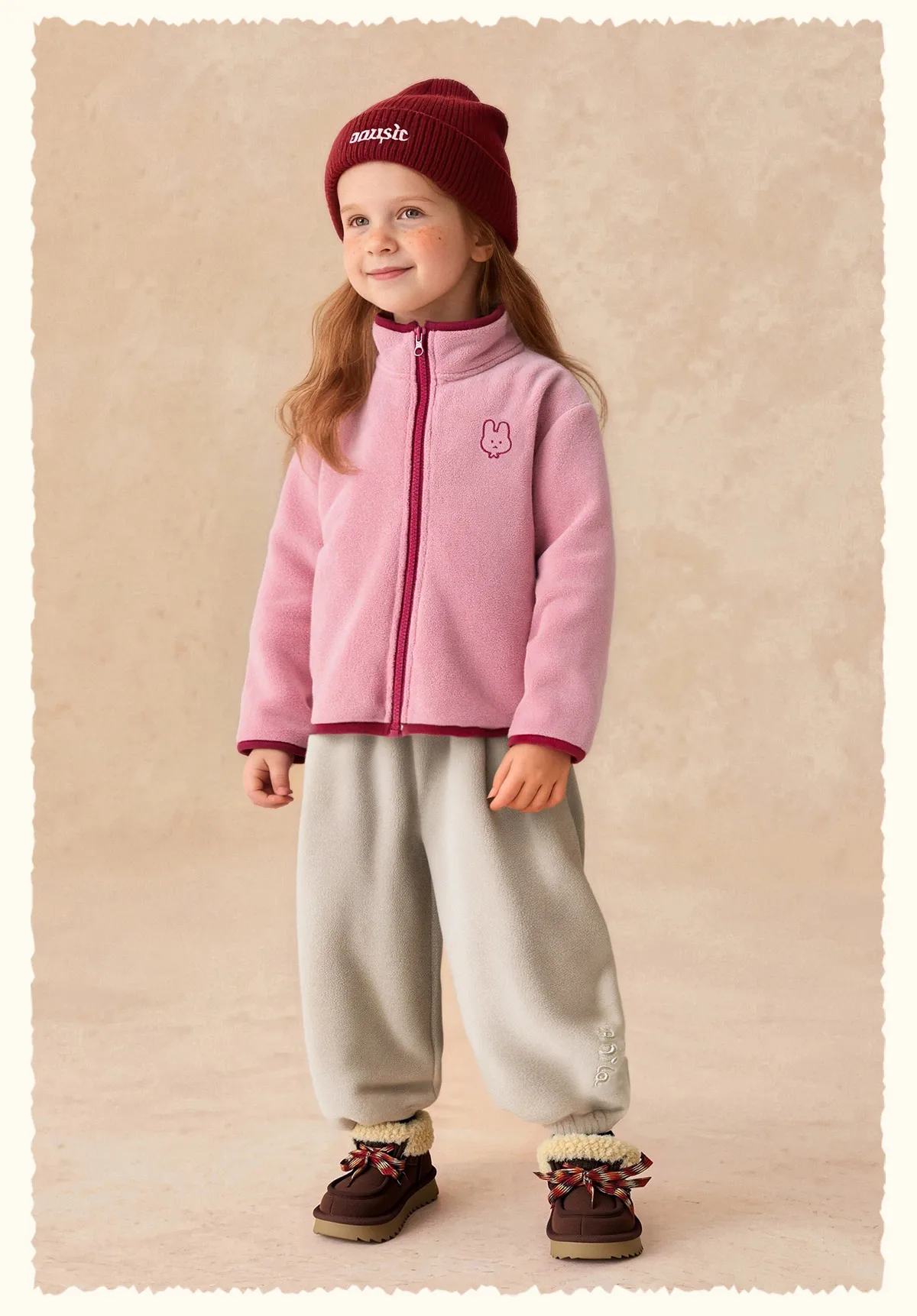 Amila Kids 2026 Winter Children's Polar Velvet Zipper Coat Warm Soft Coat With Cute Embroidery Trendy Winter Coat