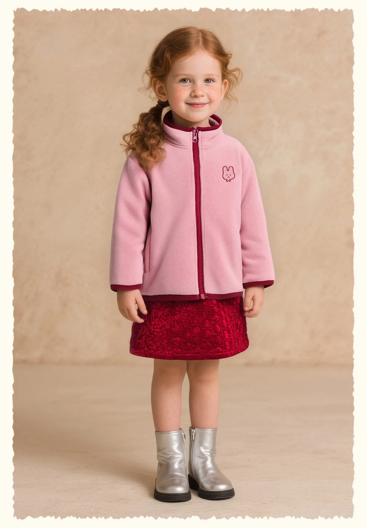 Amila Kids 2026 Winter Children's Polar Velvet Zipper Coat Warm Soft Coat With Cute Embroidery Trendy Winter Coat