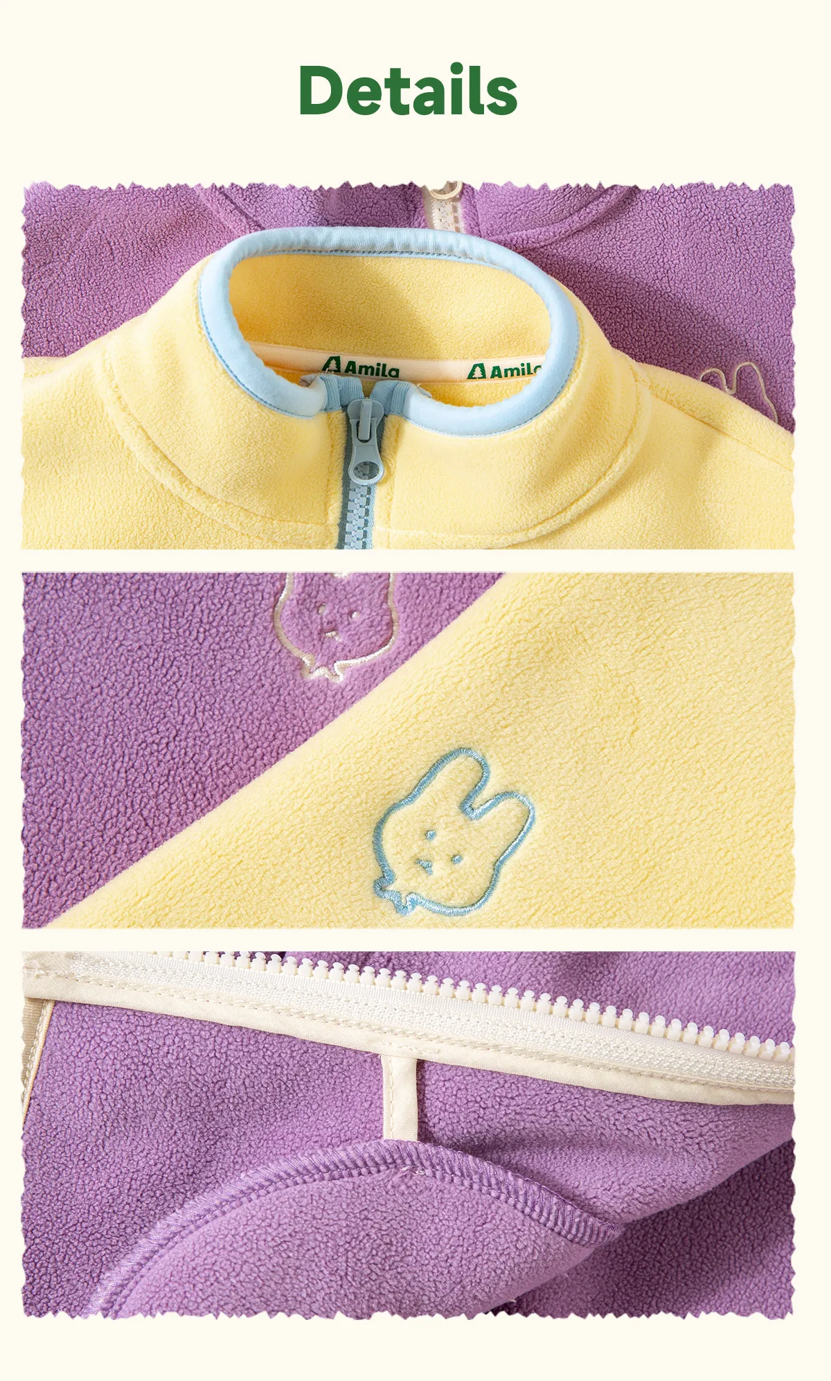 Amila Kids 2026 Winter Children's Polar Velvet Zipper Coat Warm Soft Coat With Cute Embroidery Trendy Winter Coat