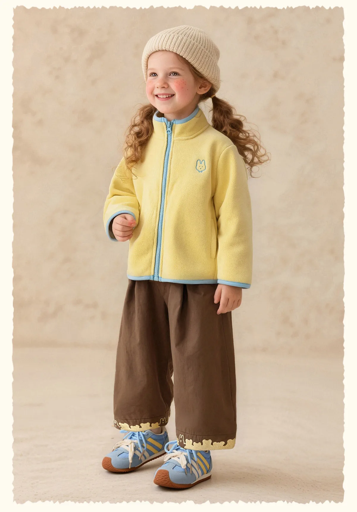 Amila Kids 2026 Winter Children's Polar Velvet Zipper Coat Warm Soft Coat With Cute Embroidery Trendy Winter Coat