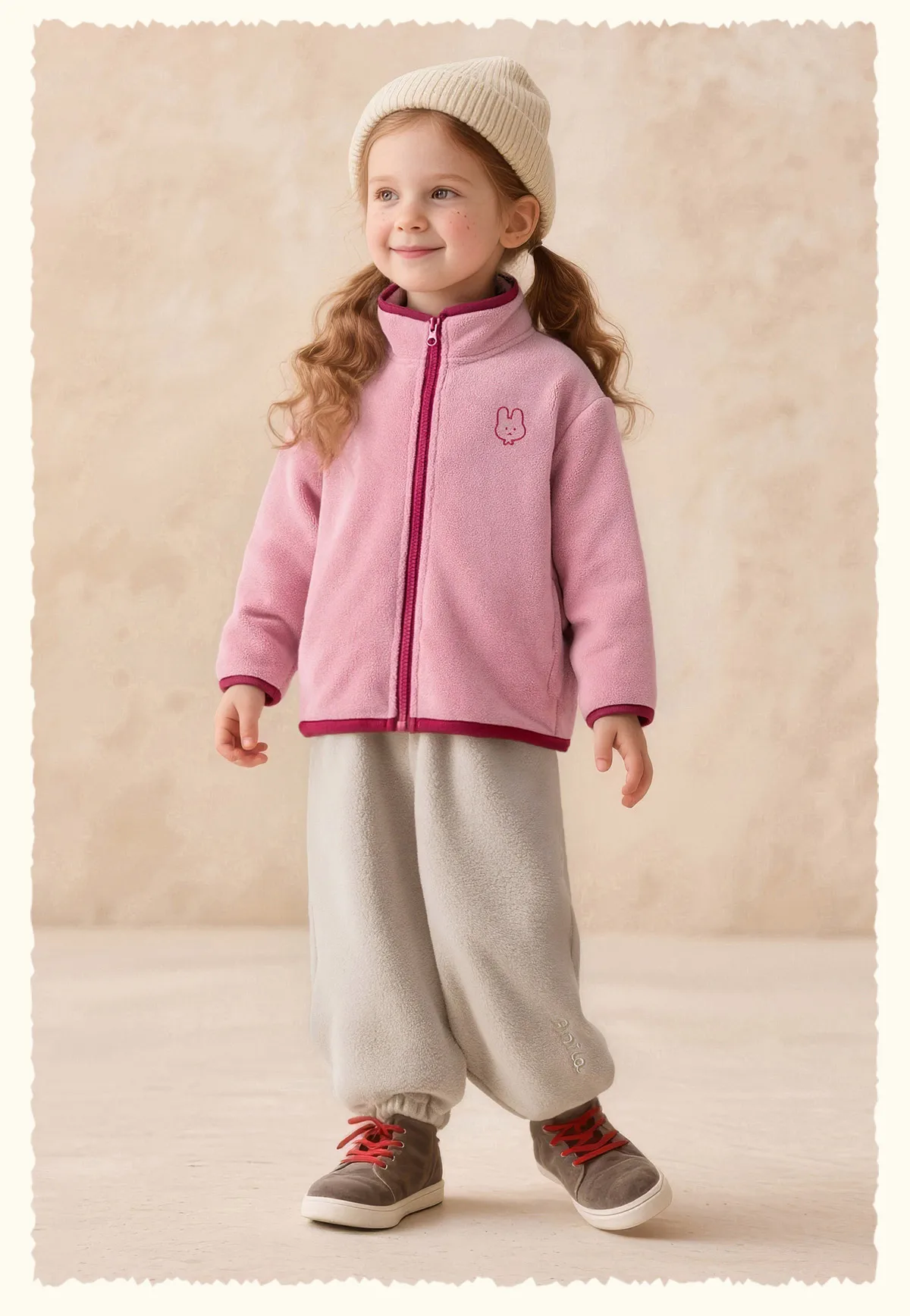 Amila Kids 2026 Winter Children's Polar Velvet Zipper Coat Warm Soft Coat With Cute Embroidery Trendy Winter Coat