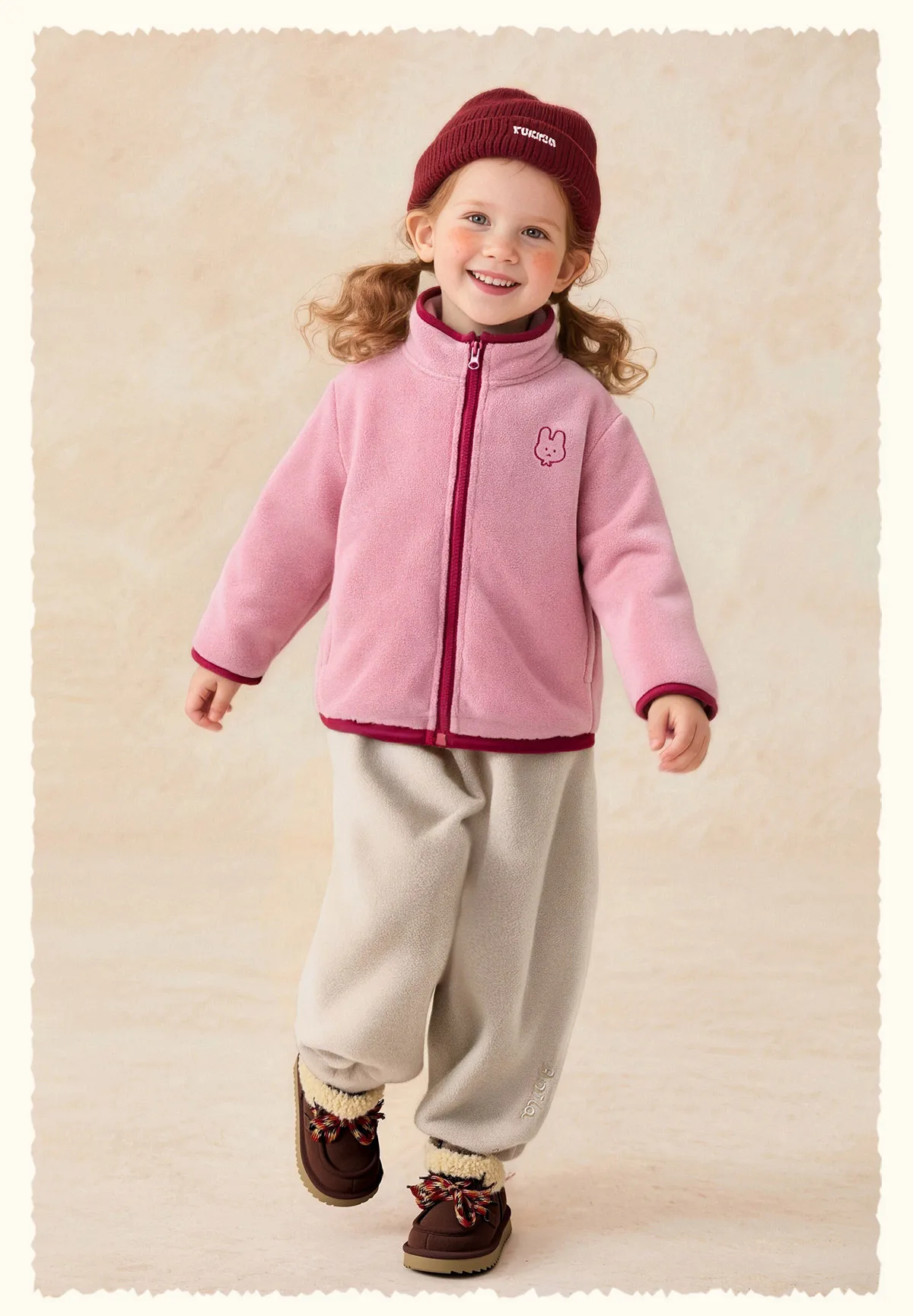 Amila Kids 2026 Winter Children's Polar Velvet Zipper Coat Warm Soft Coat With Cute Embroidery Trendy Winter Coat