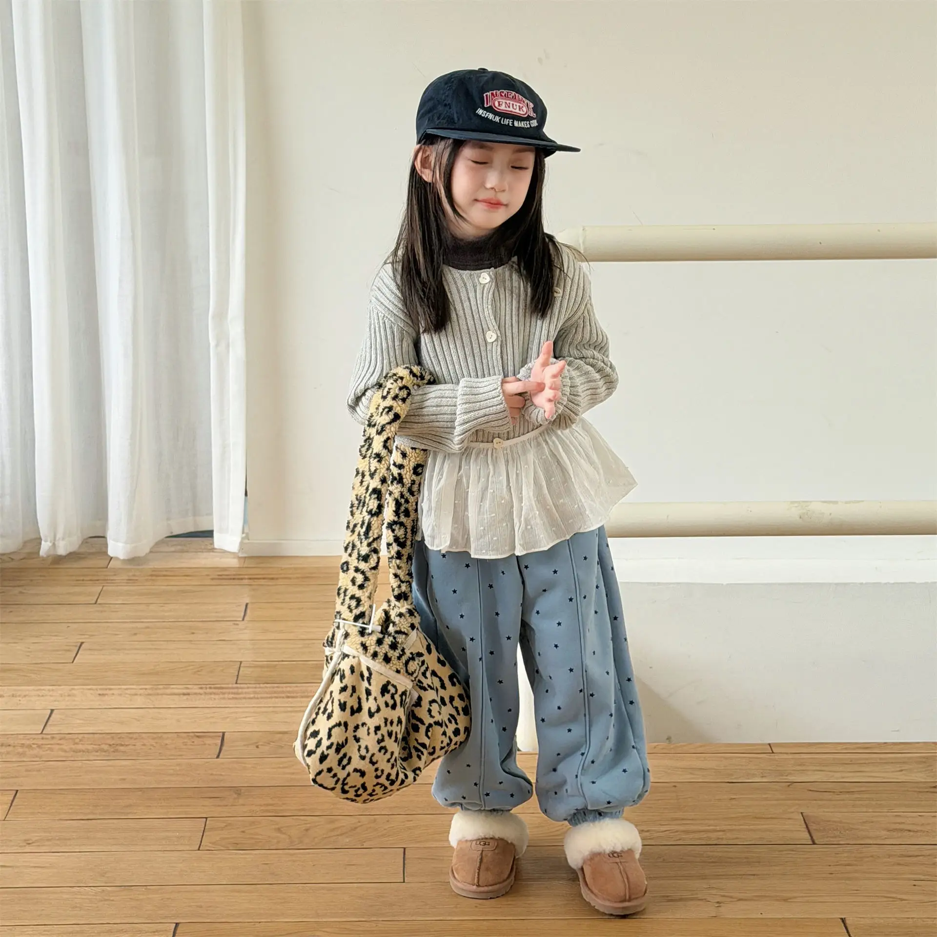 2025 Winter New Children Warm Pants Boys Girls Star Print Harem Pants Kids Fleece Trousers Baby Plus Velvet Thick Casual Pants