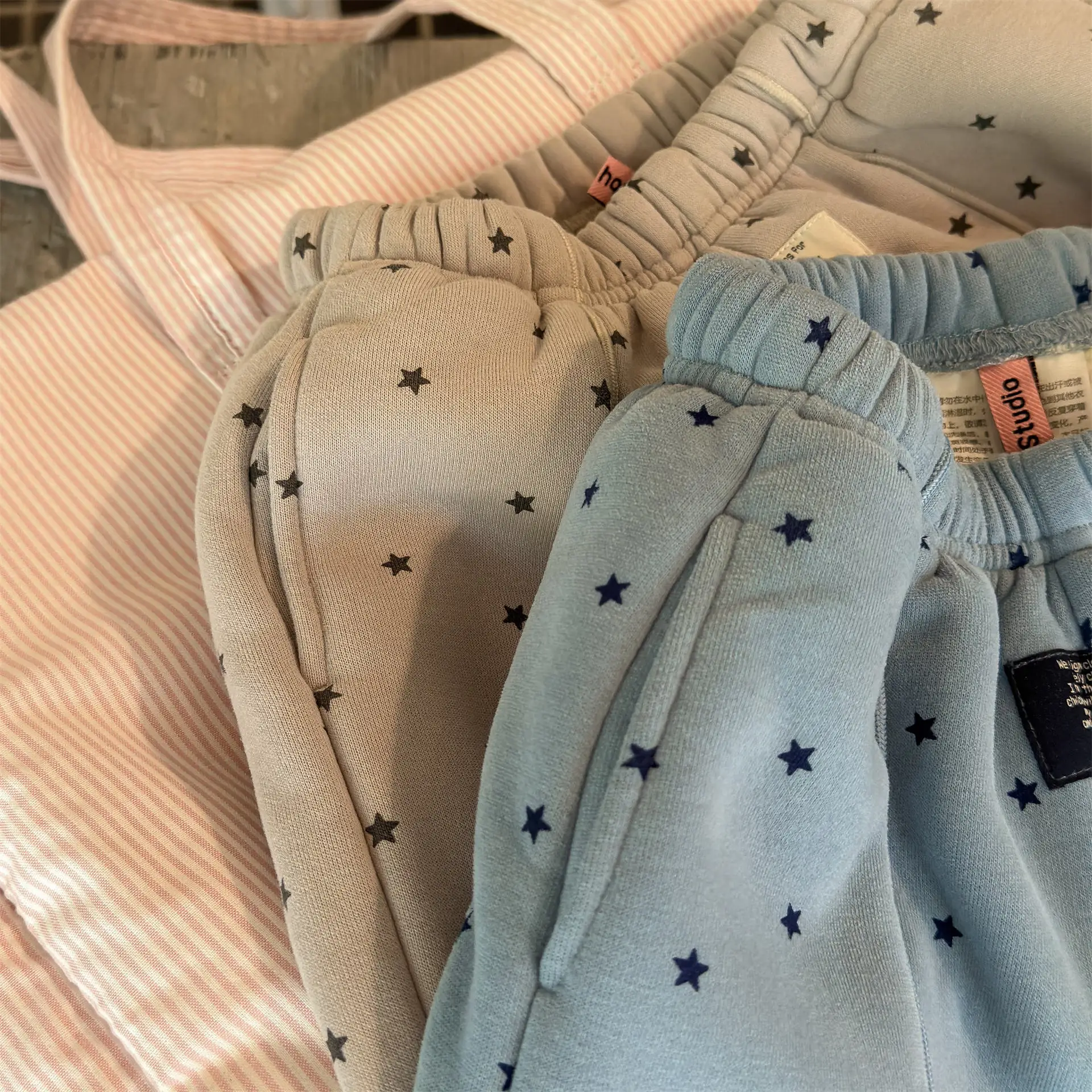 2025 Winter New Children Warm Pants Boys Girls Star Print Harem Pants Kids Fleece Trousers Baby Plus Velvet Thick Casual Pants