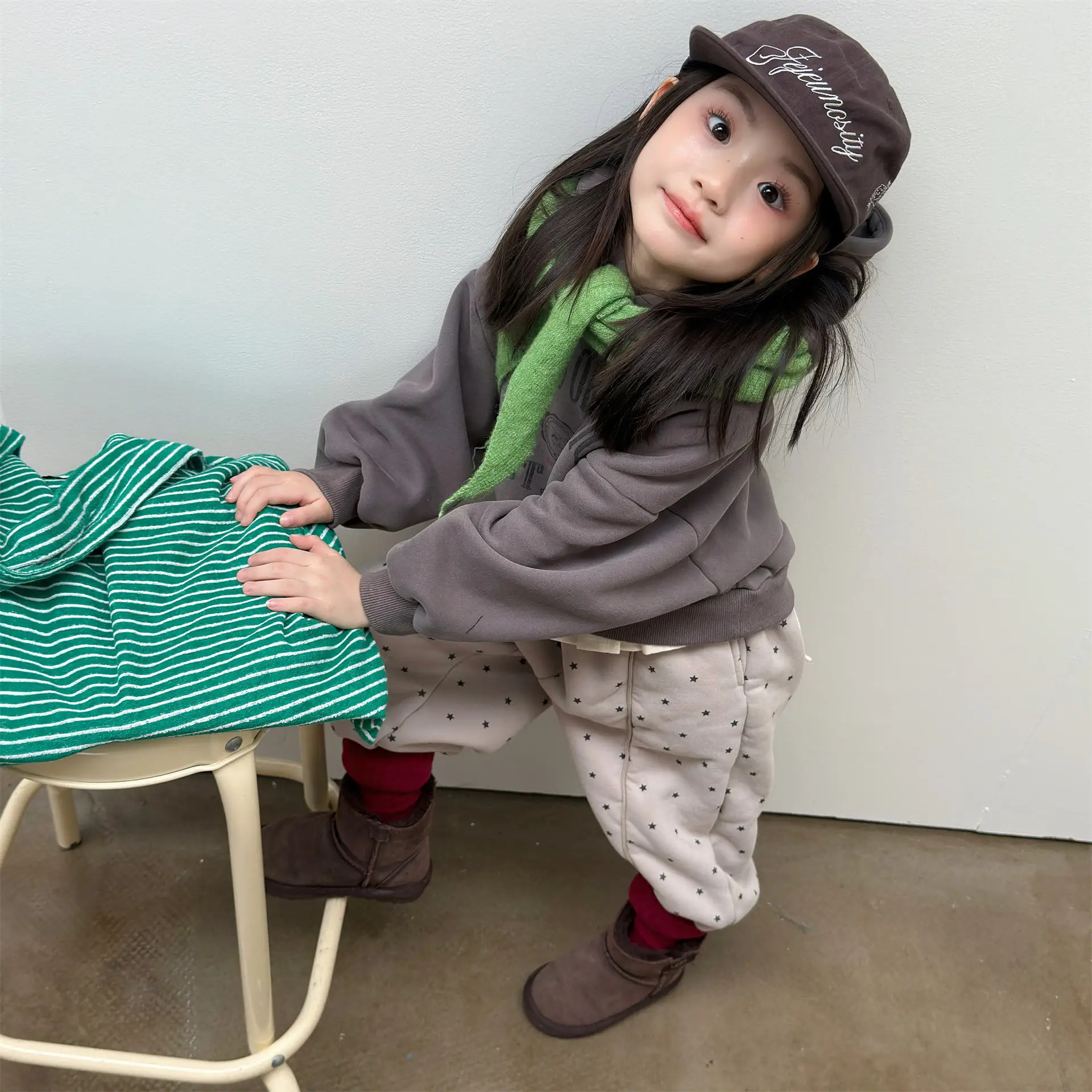 2025 Winter New Children Warm Pants Boys Girls Star Print Harem Pants Kids Fleece Trousers Baby Plus Velvet Thick Casual Pants