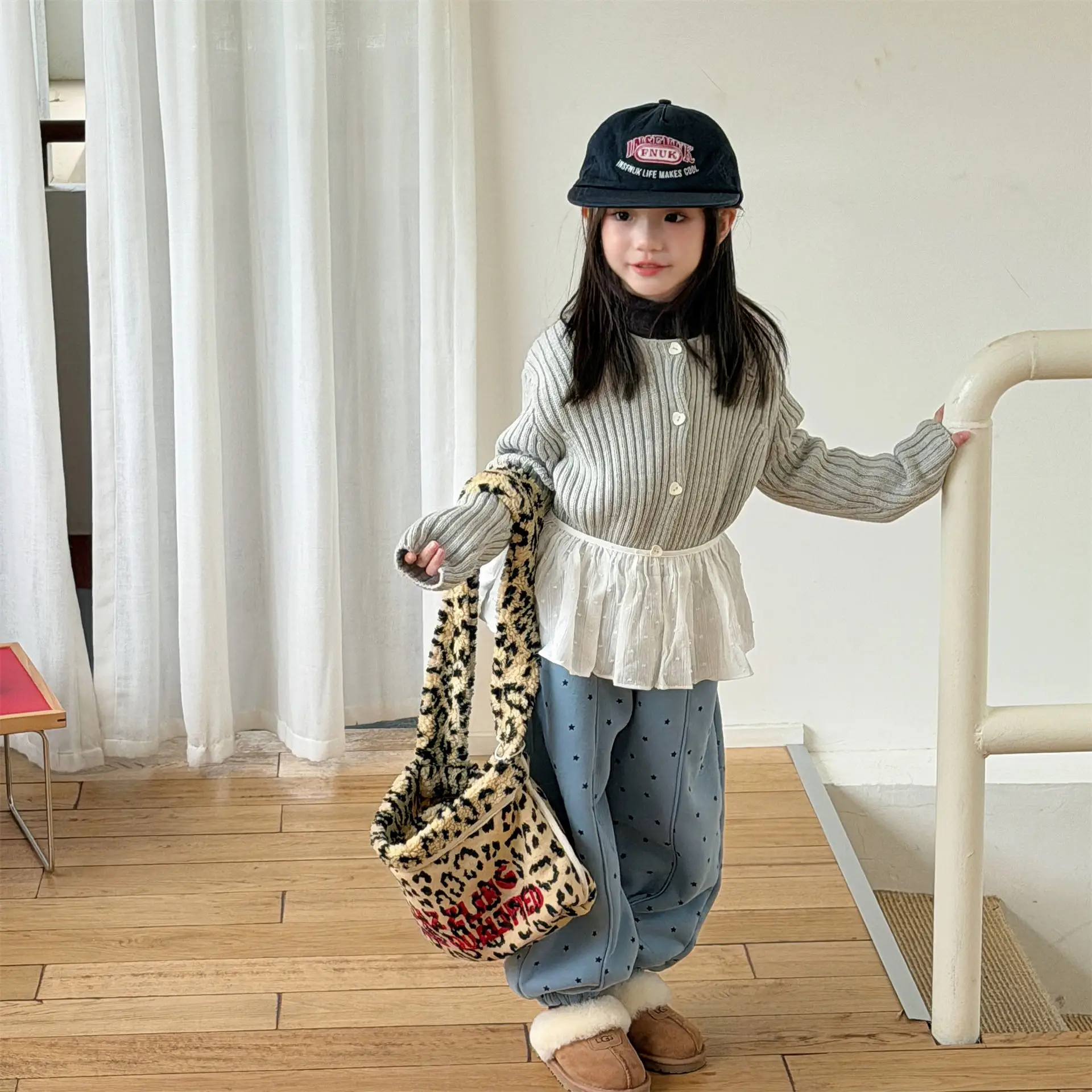2025 Winter New Children Warm Pants Boys Girls Star Print Harem Pants Kids Fleece Trousers Baby Plus Velvet Thick Casual Pants