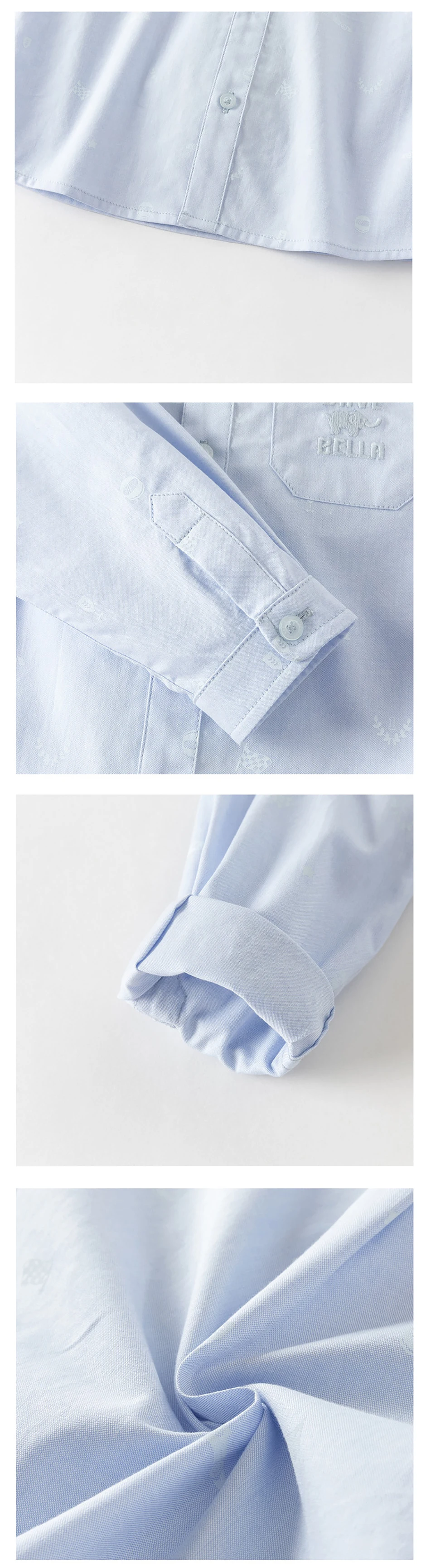 Dave Bella Children Pure Cotton Shirt Autumn Spring Boys Clothes Kids Elegant Blue Blouse Preppy Style Kid Outdoor Top DB1260158