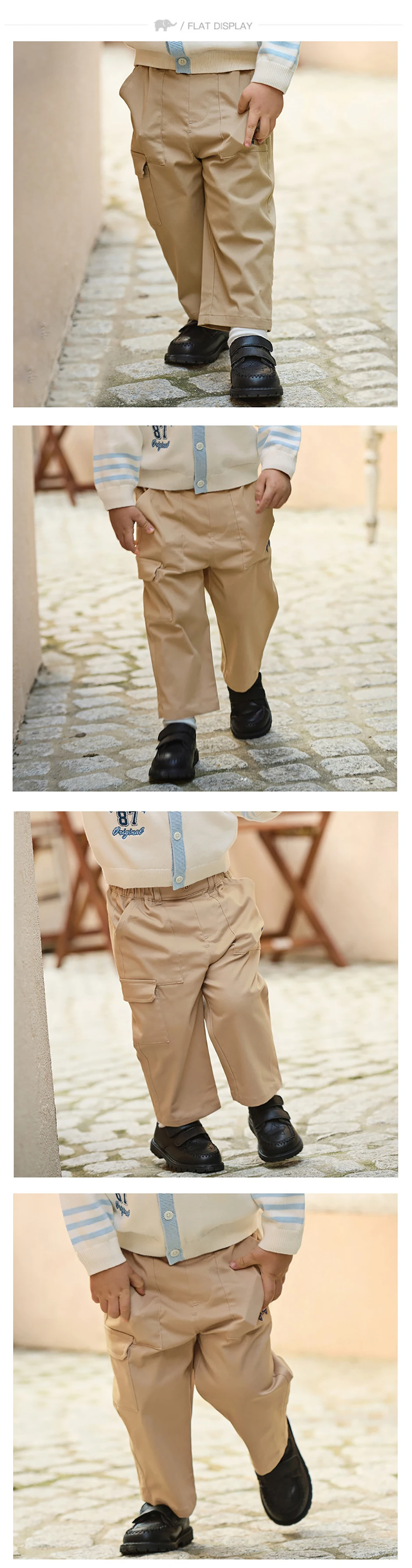 Dave Bella Children Casual Pants Spring Autumn Boys Clothing Elastic Waist Kids Fashion Khaki Outdoor Trousers Cotton DB1260007