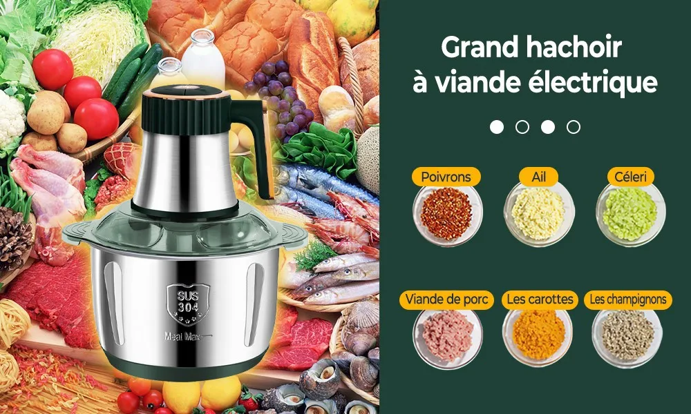 5L Electric Meat Grinders 304 Stainless Steel Food Crusher Multifunctional Vegetable Slicer Chopper Mincer Baby Food Processor